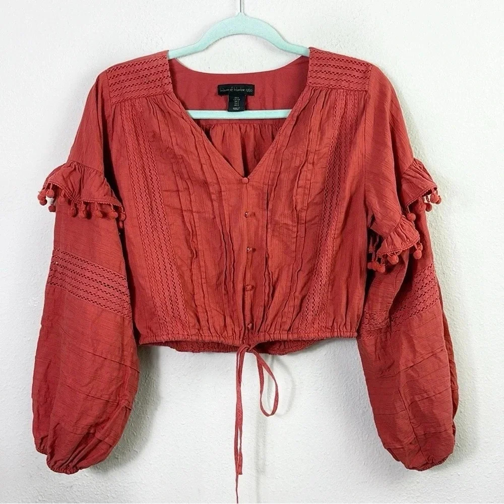 House of Harlow 1960 Burnt Orange Crop Top Boho Small